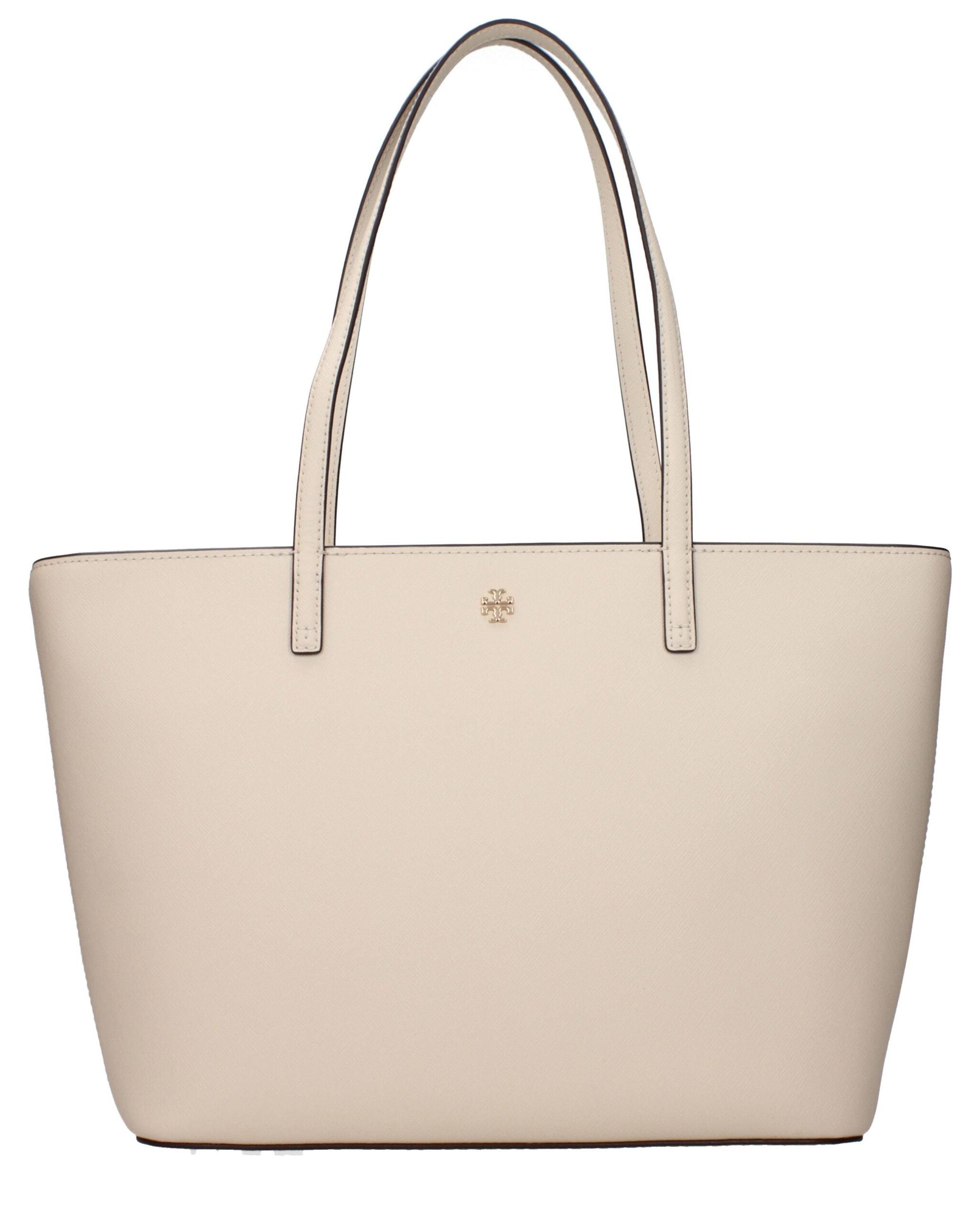 Tory Burch Small Tote Saffiano beige goldene Beschläge