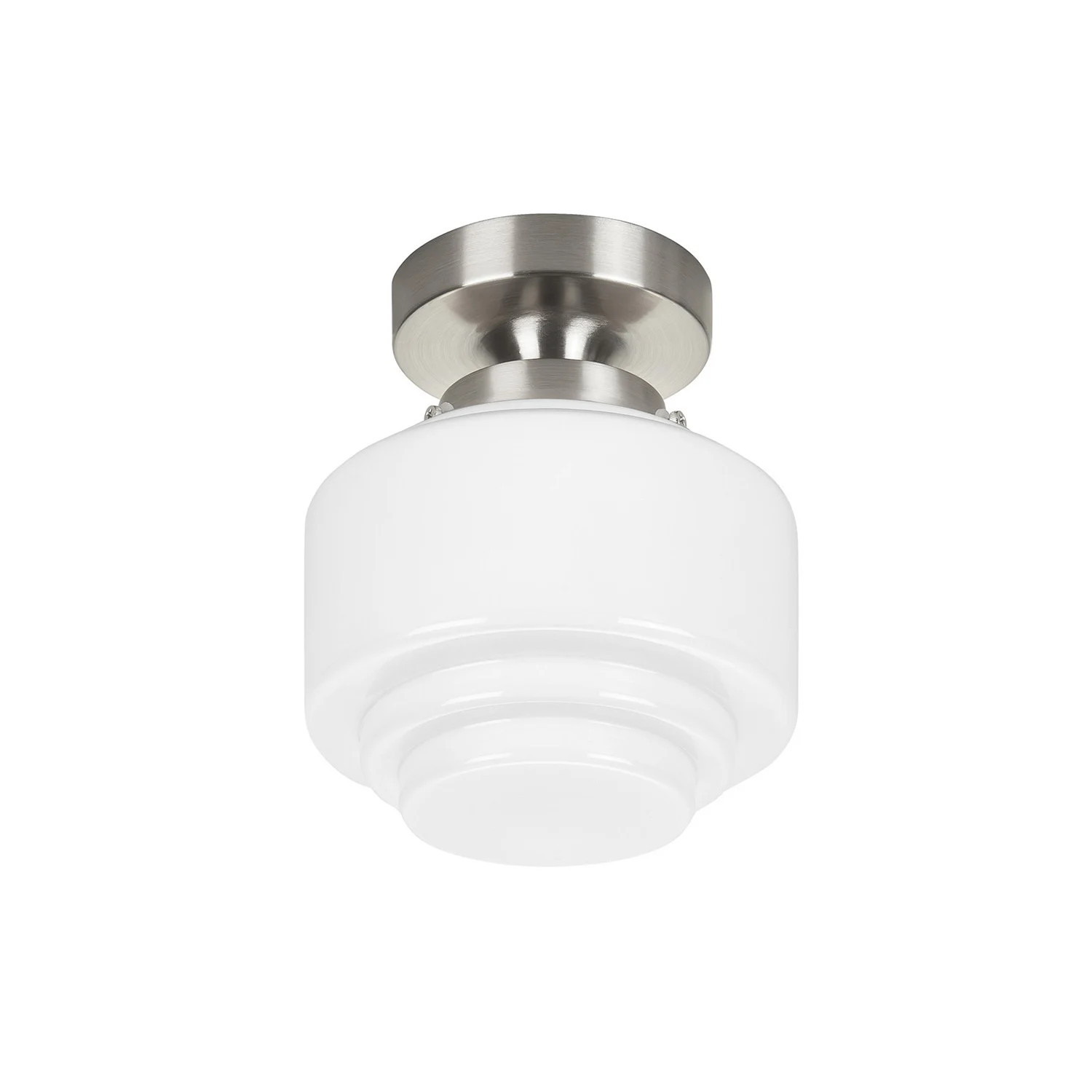 Highlight Cambridge plafondlamp met wit glas en nikkel, Ø 15 cm