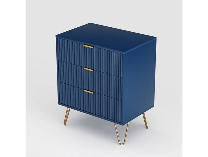 Commode de chambre table de chevet avec 3 tiroirs pour salon chambre cuisine 60x40x70 cm bleu