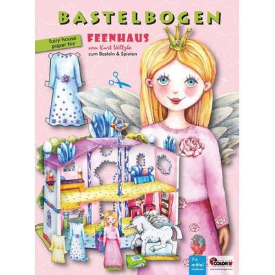 Feenhaus basteln Bastelbogen mit Anziehpuppe Ausschneidebogen
