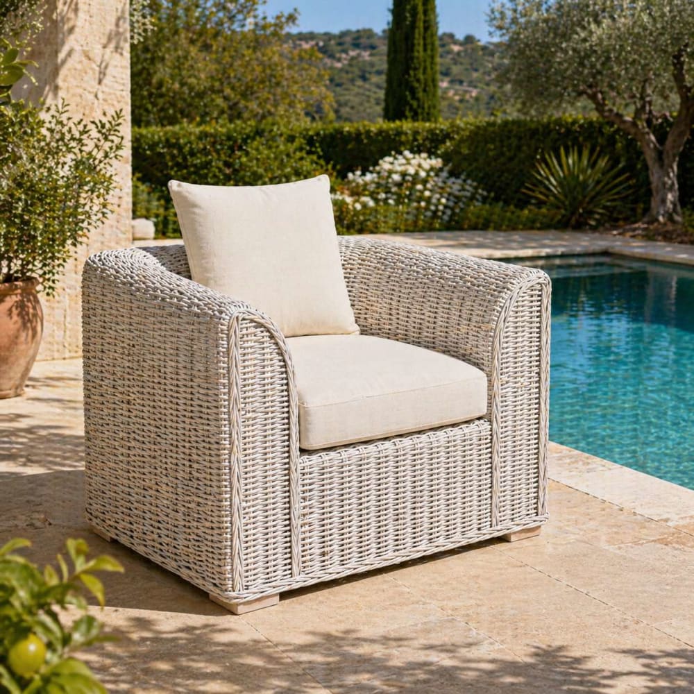 NIYLO Fauteuil en rotin blanc 100x78x68 cm Blanc 78x68x100cm