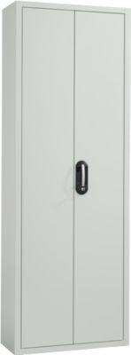 Magazinschrank, 1980 mm hoch, 12 Böden, 52 Kästen, mit Türen, lichtgrau