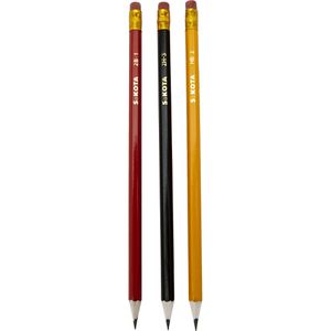 Böttcher-AG Bleistift, Härte 2H, HB, 2B, mit Radiergummi, 3 Stück