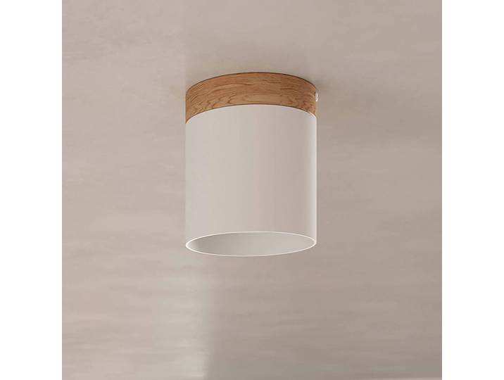 Deckenspot Rif, weiß, Ø 12 cm, Holz, Aluminium Rif SOLLUX LIGHTING, dimmbar, weiß / opal, für Flurbereich, Aluminium, Strahler