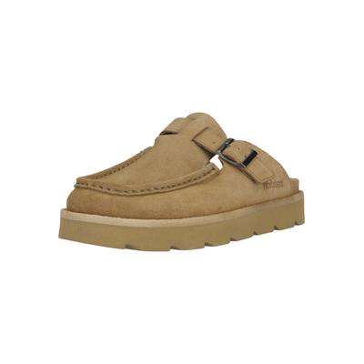 Pantolette CLARKS "Meare Mocc", Herren, Gr. 44, camelfarben, Leder, Schuhe Pantolette, mit antiker Schnallenverzierung