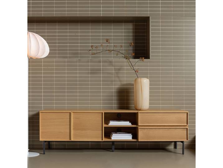 TV-Lowboard Tours MDF Mitteldichte Holzfaserplatte , beschichtet Braun/Eiche Dekor 180 x 51 x 42cm