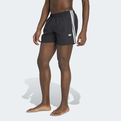 Shorts ADIDAS ORIGINALS "3S SWM SHO", Herren, Gr. L, Länge 5, schwarz (schwarz, innenbeinlänge ca. 13 cm), Obermaterial: 100% Polyester, Hosen Shorts, mit normal-weiter Passform, für Schwimmen und Relaxen, sportlich