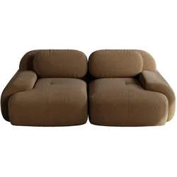 2-SITZER SOFA cord braun modular & geschwungene armlehnen