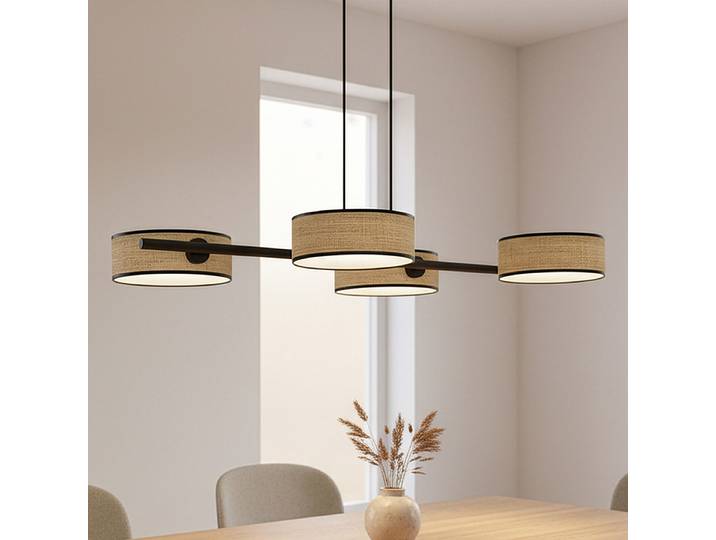 Pendelleuchte Drumz Typ B 80 x 120 x 46cm Braun 4 Rattan, Stahl E14