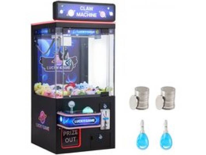 VEVOR Machine à Pince Attrape Peluche Fête Foraine 60 W Jeu Arcade avec Effets Lumineux Sonores Mode Griffe s'Adapte aux Peluches 40-80 mm pour Salles de Cinéma, de Jeux Domestiques, Noir et Violet