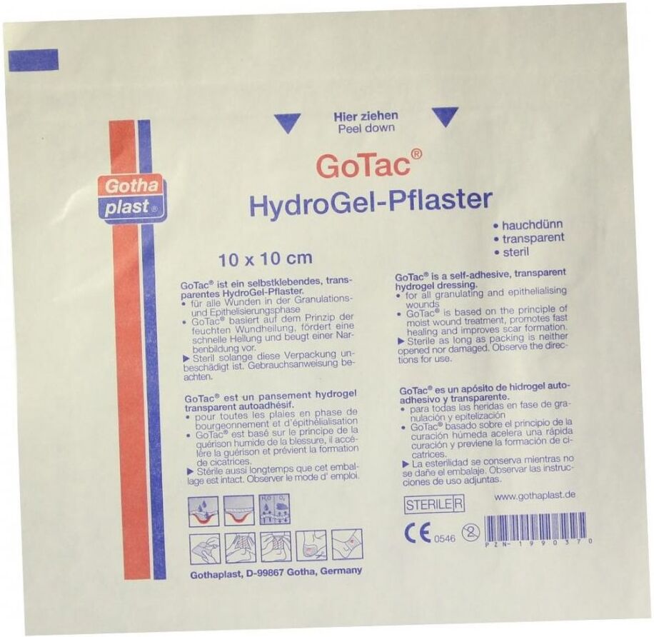 Gotac Hydrogel-pflaster L 10x10 cm steril