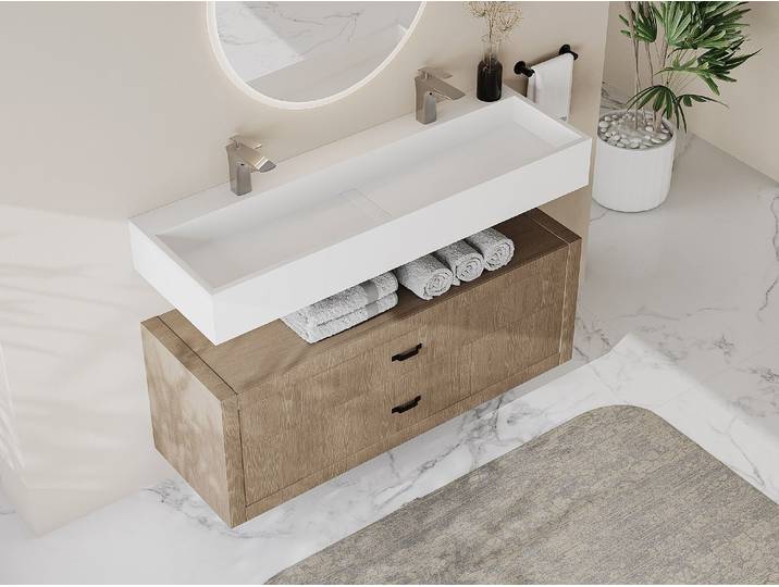 Hängendes Waschbecken - Weiß - 120 x 40 x 15 cm - YAMDROK