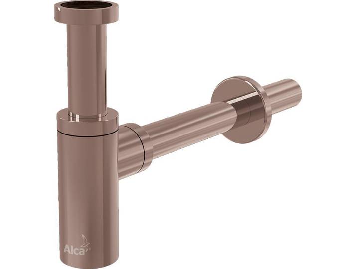 AlcaDrain Siphon design 1 1/4\ rond\, tout métal or rose brossé mat