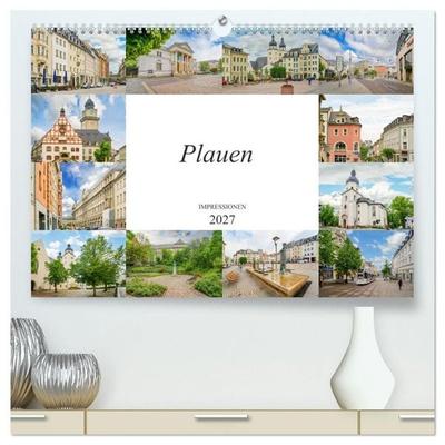 Plauen Impressionen (hochwertiger Premium Wandkalender 2027 DIN A2 quer), Kunstdruck in Hochglanz