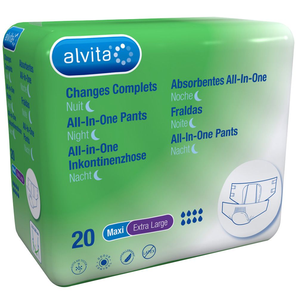 Alvita All-in-One Inkontinenzhose maxi xl Nacht 20 St Einweghosen