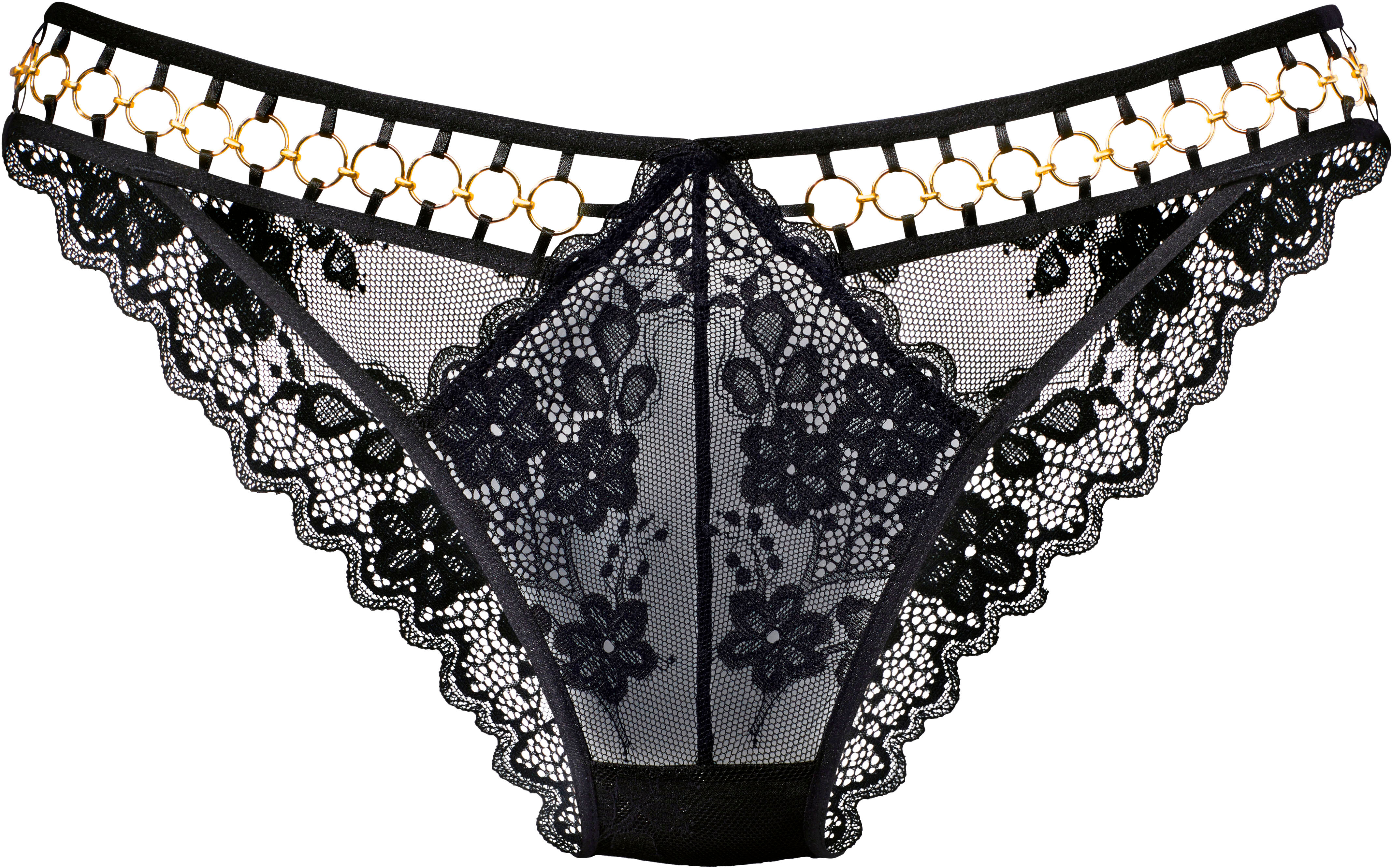 Tanga LASCANA, Damen, Gr. 32/34, Spitze, schwarz, Spitze, Obermaterial: 85% Polyamid, 15% Elasthan, Unterhosen Tanga, mit Cut-Outs und dekorativen Ringen, sexy Dessous, Reizwäsche schwarz 32/34, Spitze