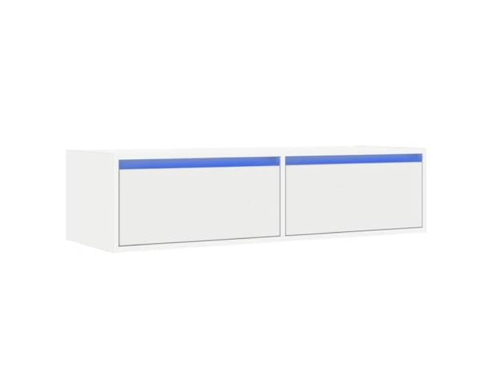 vidaXL TV-Schrank mit LED-Leuchten Weiß 100x35,5x25 cm