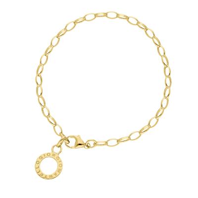 Charm-Armband "mit Schriftzug zum Einhängen von Charms, Silber 925" Gr. 16, gold, GIORGIO MARTELLO MILANO, Armbänder, Damen, 16cm, Charm-Armband