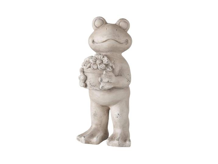 Tierfigur BOLTZE Malek 40.5 cm , beige (grau), B:17,5cm H:40,5cm T:19cm, Keramik, Dekofiguren, Tierfigur, Froschfigur