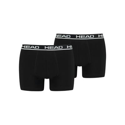 Boxer HEAD "HEAD BASIC BOXER 2P", Herren, Gr. S, schwarz, Obermaterial: 95% Baumwolle, 5% Elasthan, unifarben mit Farbeinsatz, körpernah, Unterhosen, mit elastischem Logobund