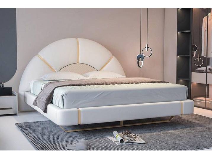 Xlmoebel Polsterbett Luxus Polsterbett von XLMOEBEL mit goldenen Akzenten, Made in Europa