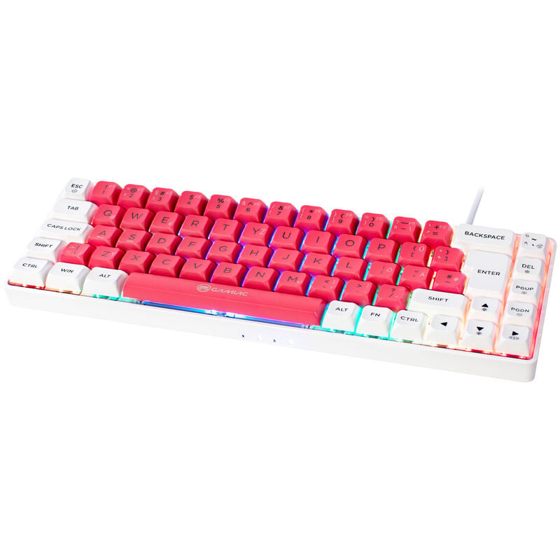 GAMIAC TKL69G SF Gaming Tastatur, Kailh Red Switches, RGB - weiß/rot