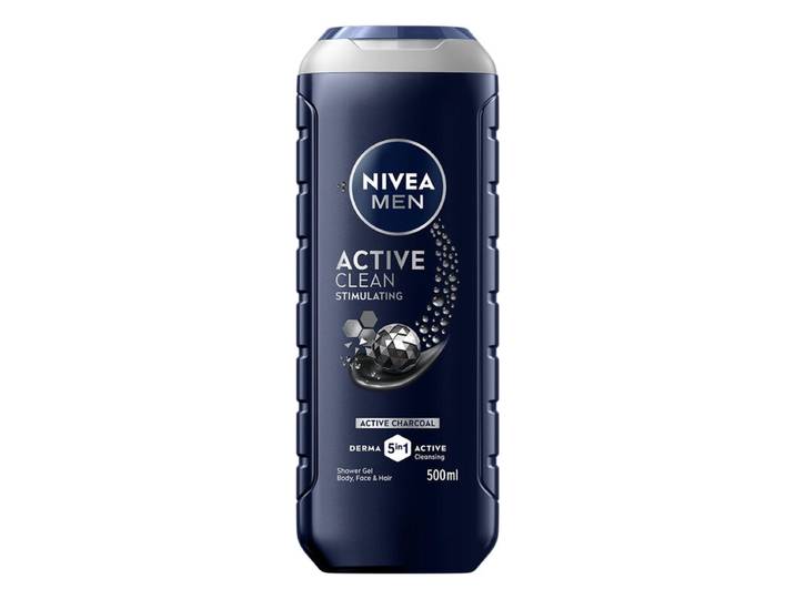 NIVEA Men Active Clean douchegel - 3-in-1 douchegel met natuurlijke actieve houtskool - shampoo - 500 ml