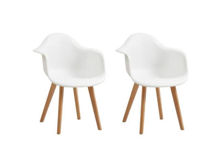 Chaises DOWISDOLY - Scandinave chaise de salle à manger pieds en plastique et bois blanche(Lot de 2)