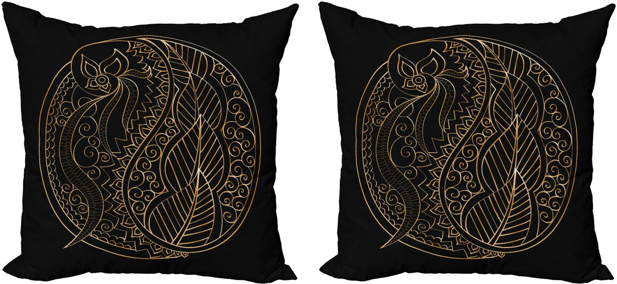 ABAKUHAUS Abstracte decoratieve kussenhoezen, 2-pack, zwart en aardegeel, 40 x 40 cm