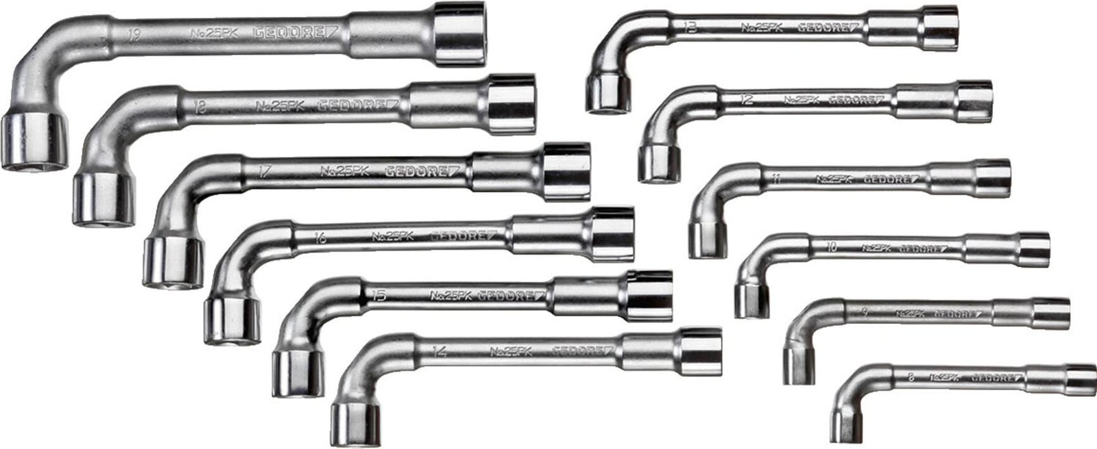 Gedore set van dubbele ringsteeksleutels, 12-delig, 8-19 mm