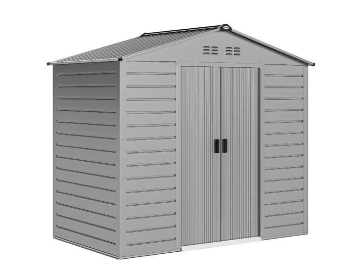 Outsunny Hangar à outils en acier galvanisé 2.43 dit 213x131x192cm Hangar à outils gris