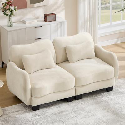 Loedds 2-Seat Chenille Loveseat Sofa with Lumbar Pillows