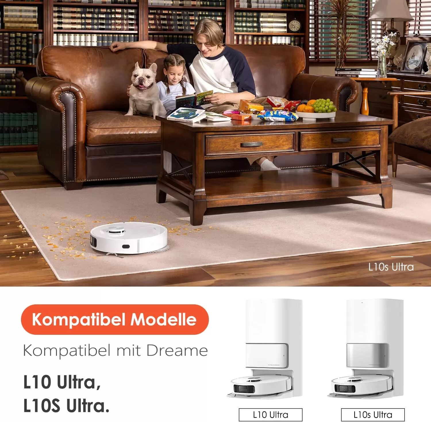 INF Ersatz-Zubehörset für Xiaomi X20+/Dreame L10s Ultra Roboterstaubsauger, 4 Wischpads, 6 Staubbeutel, 1 Hauptbürste, 4