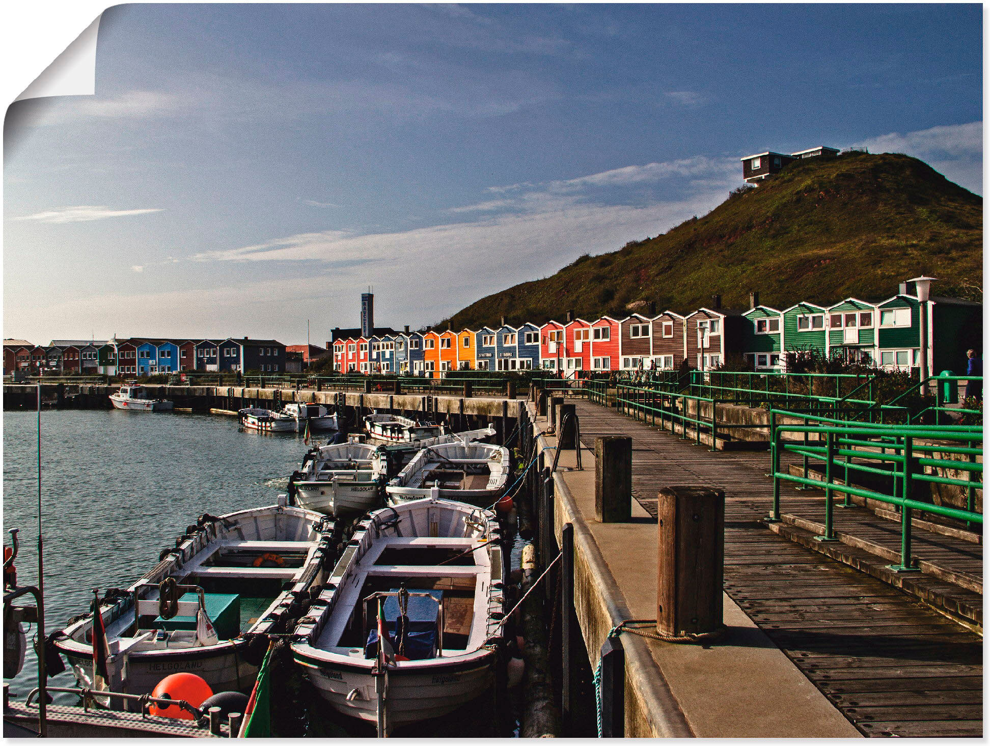 Poster ARTLAND "Hafen Helgoland", blau (farbe bild(er): blau), B:60cm H:45cm, Bilder, Poster, ohne Rahmen farbe bild(er): blau B/H/T: 60cm x 45cm, Poster Europa Querformat, 1 Stk.