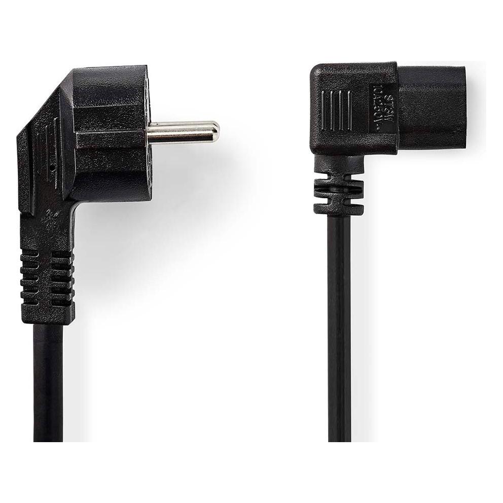 Nedis Stromkabel | Schutzkontaktstecker | IEC-320-C13 | Abgewinkelt | Abgewinkelt | Vernickelt | 10. (10 m) (CEGL10020BK100)
