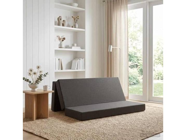 Klappsofa Bett 200 x 67 x 45cm Dunkelgrau Polyesterstoff, Schaumstoffpolsterung, Reißverschlussbezug, manueller Mechanismus, faltbare Bauweise