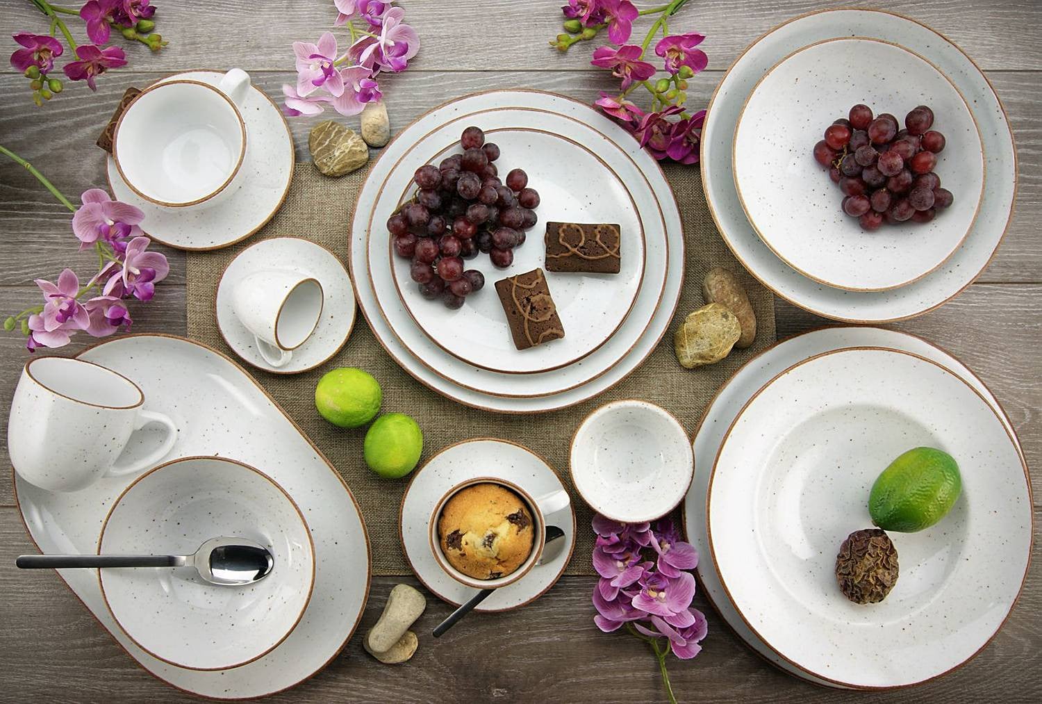 CreaTable 16-delige combiservies set Vintage Nature wit porselein