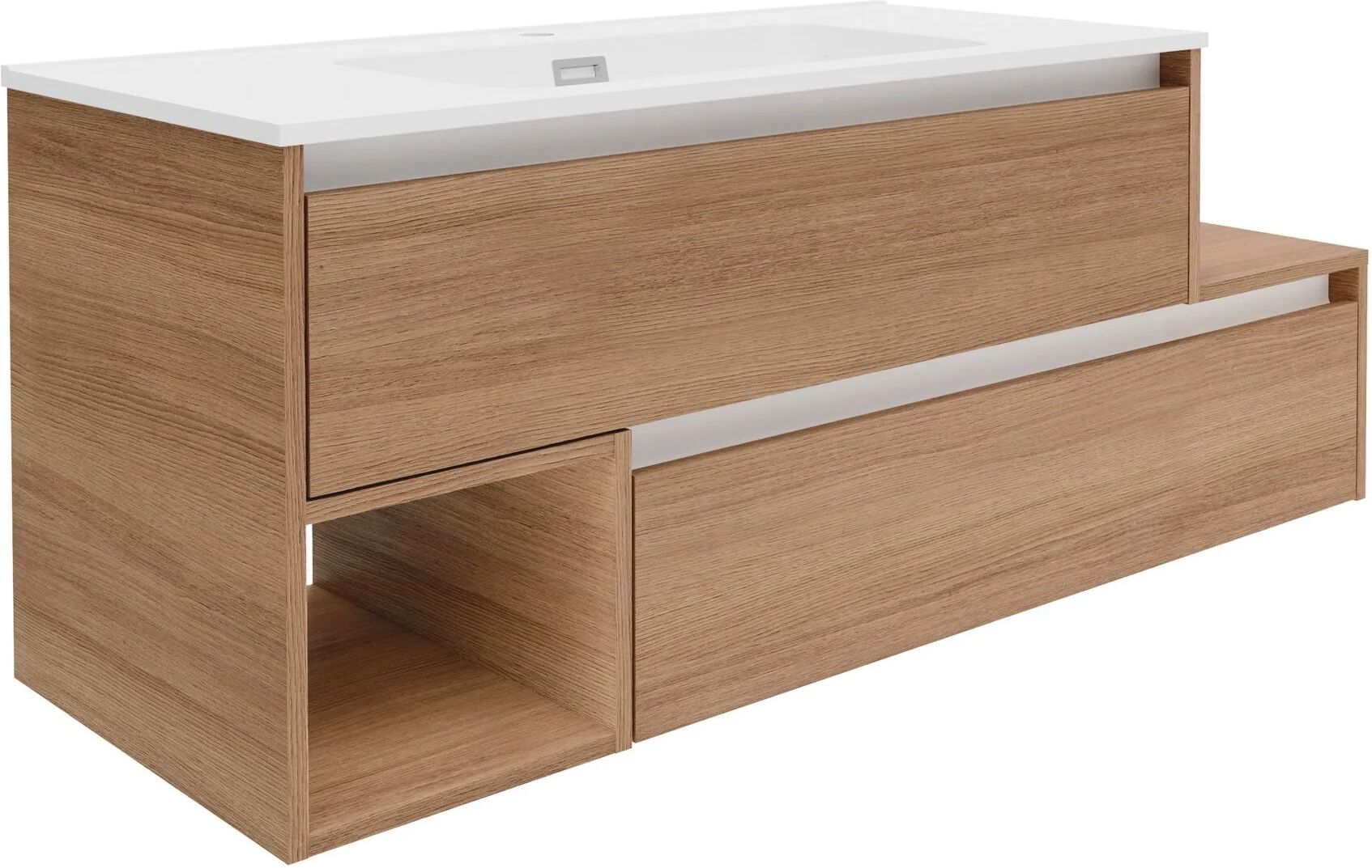 FACKELMANN VITA Waschbecken mit Unterschrank 129 cm breit, Braun hell,...