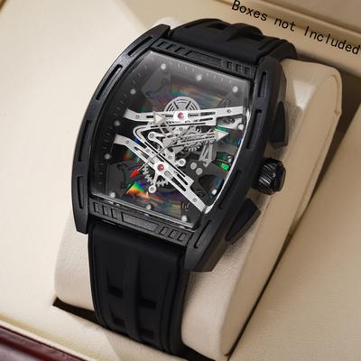 Fusion Finds Luxury Men's Quartz Watch With Large Dial & Silicone Strap Sport Casual Analog Wristwatch black