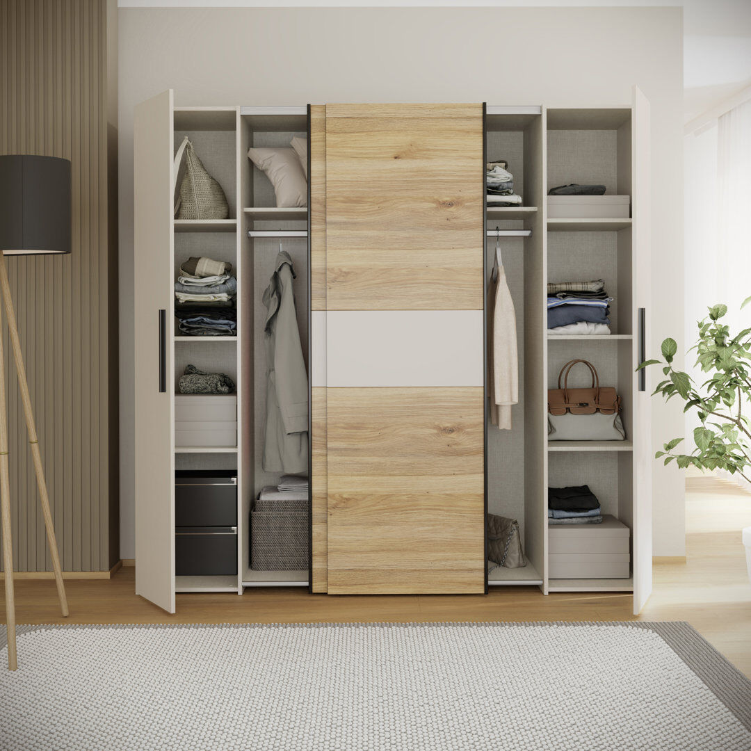 Latitude Run Koran 4 Door Wardrobe Natural/Beige 190.5cm H X 200.1cm W X 61.2cm D