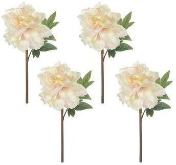 Kodotan sofa Artificial Peony Flowers 14 Inch White and Pink 4 Pack Real Touch - White+Pink