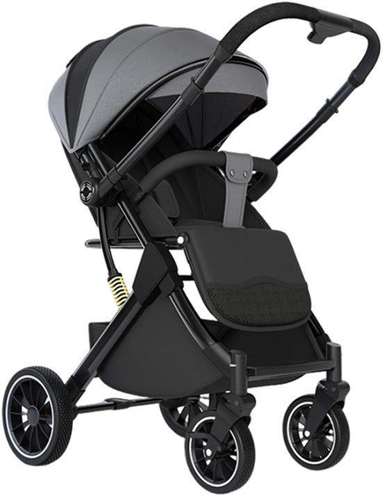 Gepolsteter Reisebuggy mit hohem Landschaftsdesign - Schokabsorber - Lichtgewicht - Opvoubar - Grau
