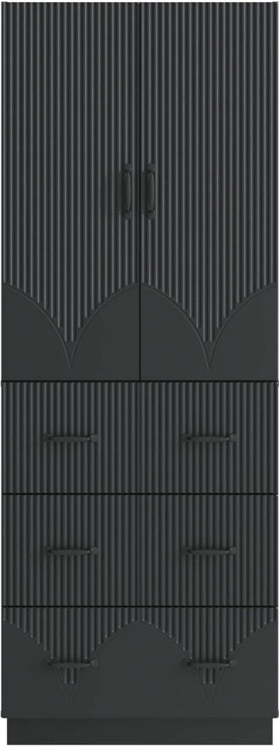 Inbox Zero Cabinet Set 2 Pcs Engineered Wood Storage Modular Home Unit Compact Black 87cm H X 66cm W X 34.5cm D
