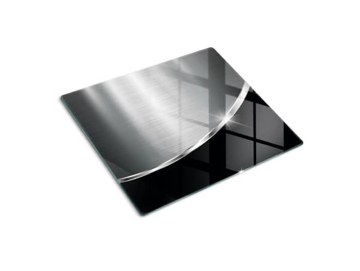 Tulup 60x52cm Schneidebrett Küchenbrett Küchenabdeckung Für die Küche Glasbrett Küchenbrett Durchsichtige Platte - Abstraktion mit Metall