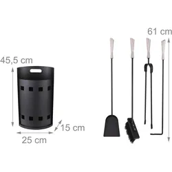 Relaxdays, Zubehör Kerzen + Kamin, 5-tlg. Kaminbesteck-Set