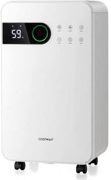 Costway 32 Pints Dehumidifier with Sleep Mode and 24H Timer for Home Basement-White