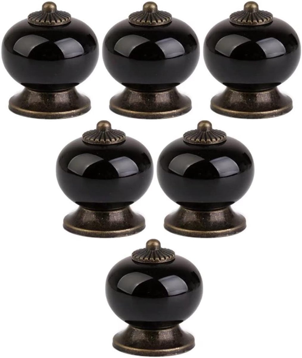 Set van 6 zwarte keramische decoratieve meubelknoppen voor het opknappen van meubels