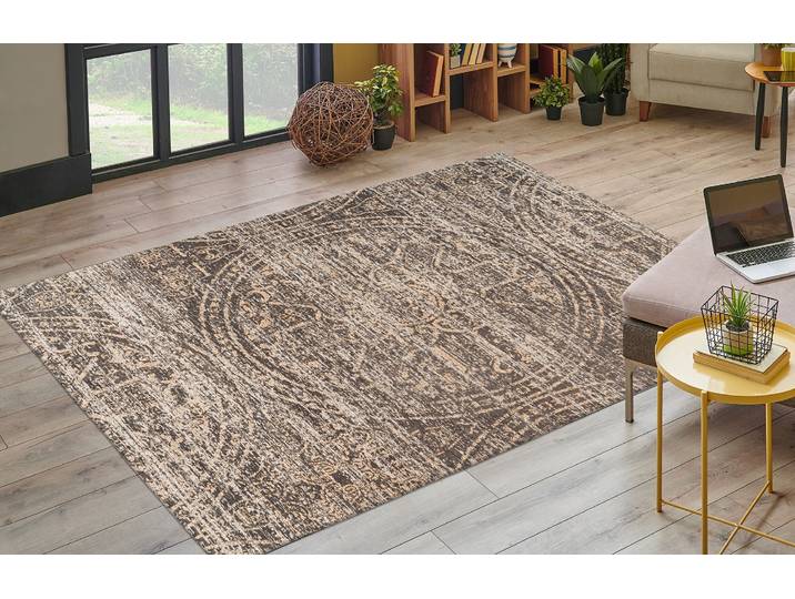 Teppich KAYOOM Davis 425 , beige, B:160cm H:12mm L:230cm, Polyester, Teppiche, Teppich, edles Design, pflegeleicht, neutrale Farben