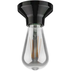 ledscom.de Deckenleuchte Elektra Porzellan schwarz + LED Lampe 240lm, extra-warmweiß