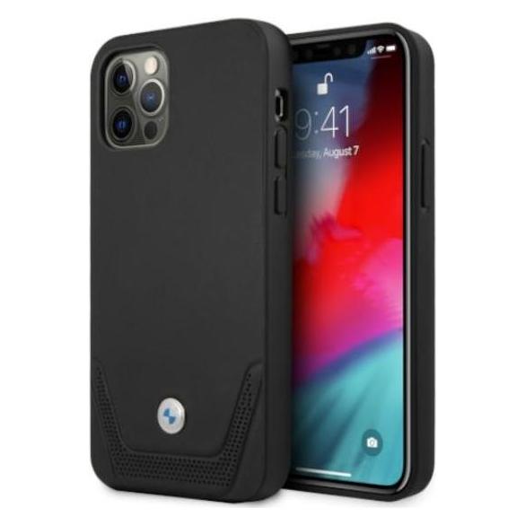 BMW Hard Cover Leather Perforated Lower Stripes (Apple iPhone 12 Pro Max) (BMHCP12LRSWPK)